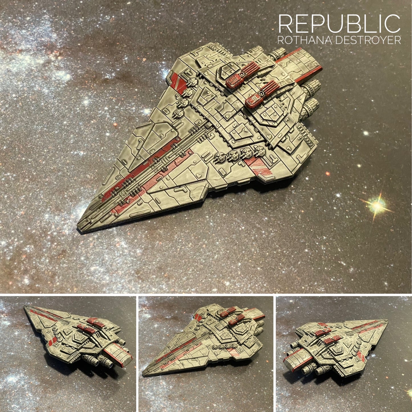 Star Wars Armada Custom Clone Wars Red Painted Rothana Destroyer 3DResin Print