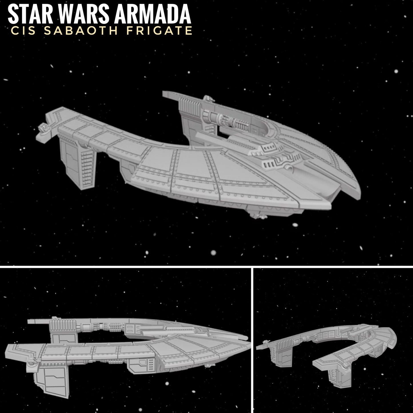 Star Wars Armada Clone Wars CIS Sabaoth Frigate •  3D Print Raw or Painted • Scale Ship Battles