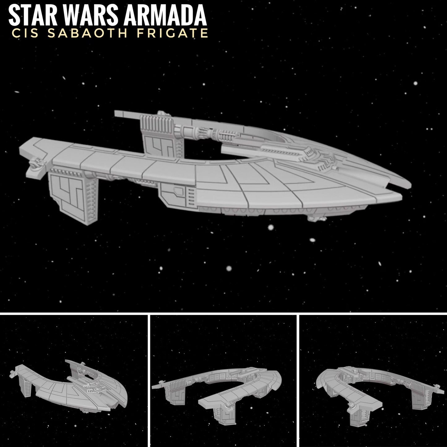 Star Wars Armada Clone Wars CIS Sabaoth Frigate •  3D Print Raw or Painted • Scale Ship Battles