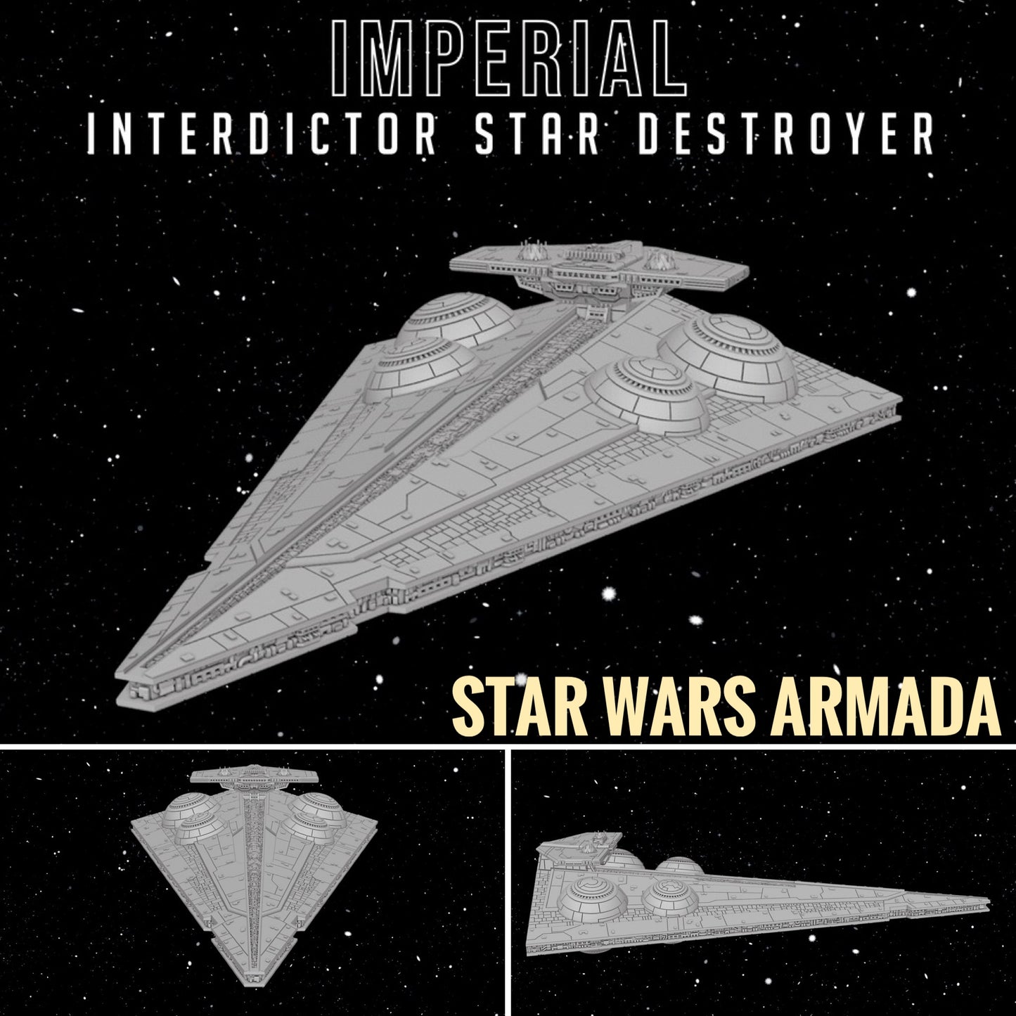 Star Wars Armada Imperial Interdictor or Combat Variant 3D UV Resin Print Ship Battles X-wing