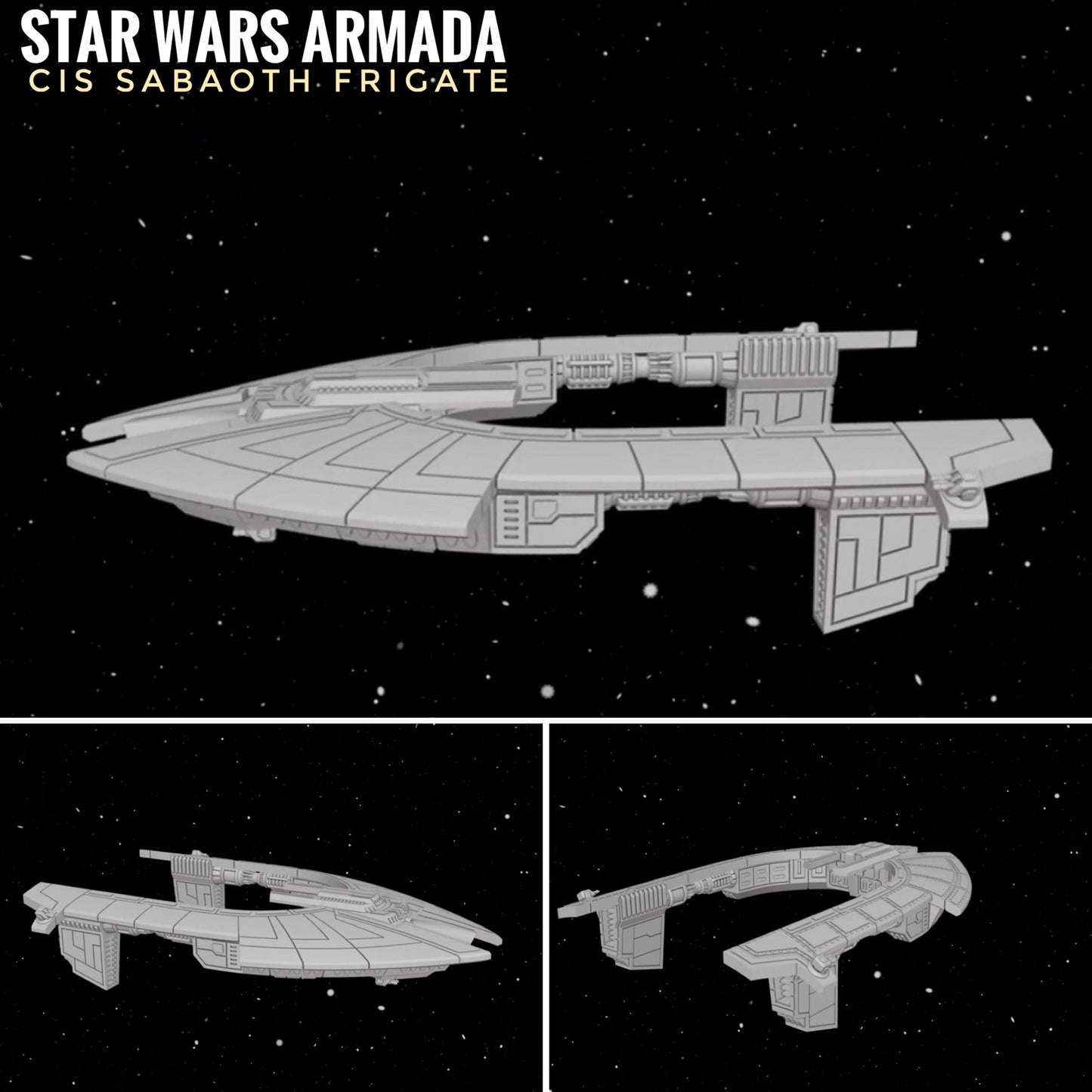 Star Wars Armada Clone Wars CIS Sabaoth Frigate •  3D Print Raw or Painted • Scale Ship Battles