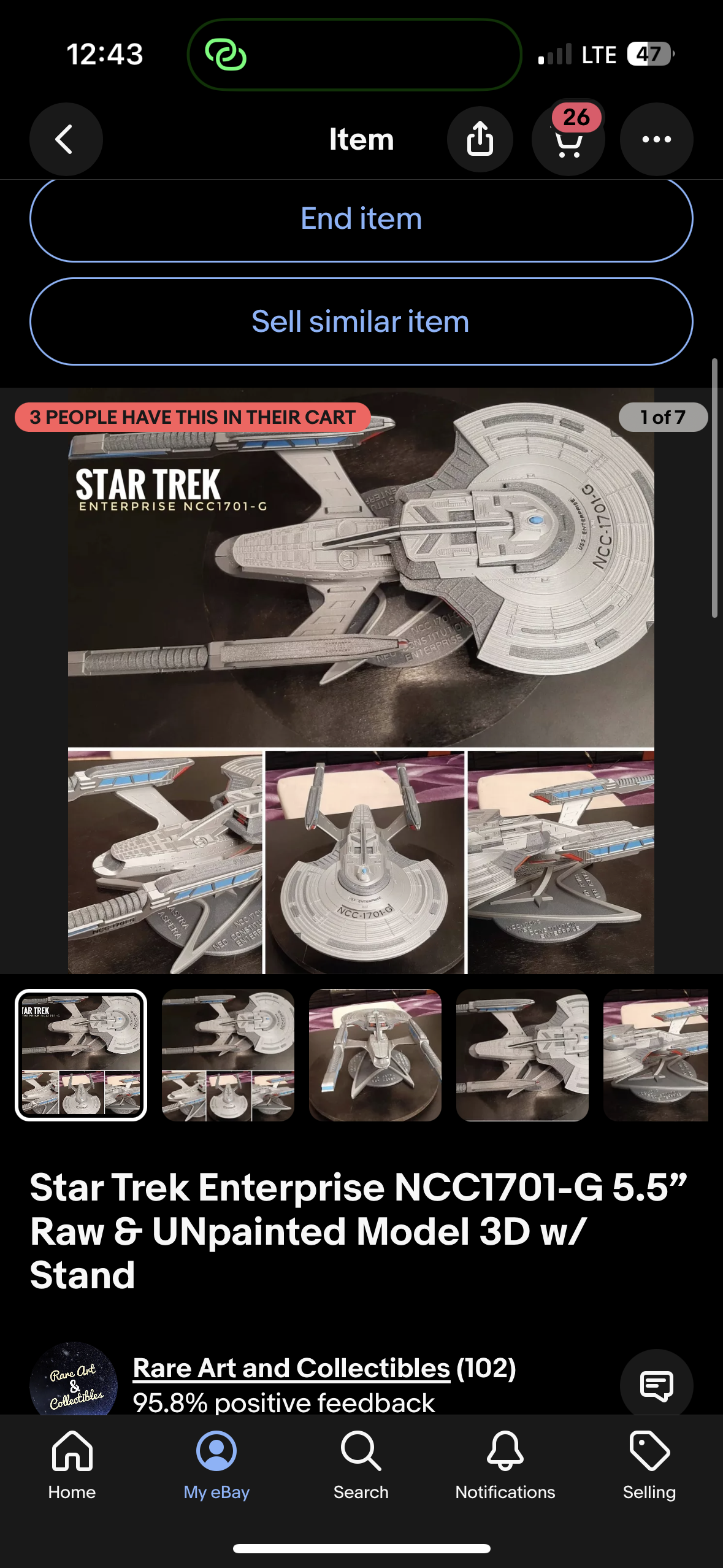 Star Trek USS Enterprise NCC-1701-G 5.5” Model Eaglemoss scale, Painted or Raw print