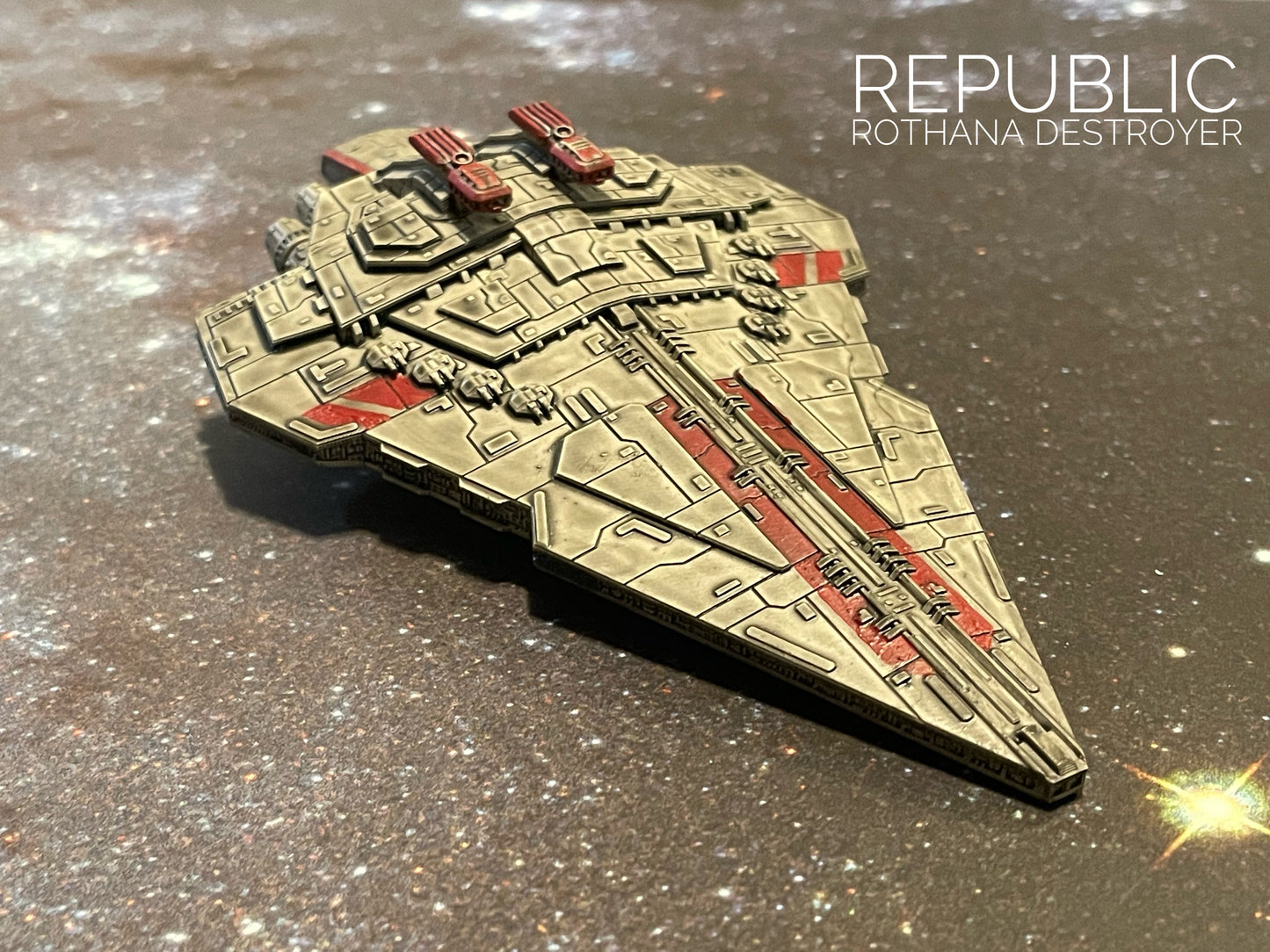 Star Wars Armada Custom Clone Wars Red Painted Rothana Destroyer 3DResin Print