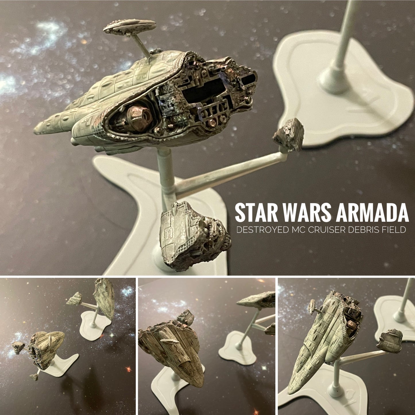 Star Wars Armada PAINTED Asteroids, Debris Pack, Imperial Armed Station 3D Print