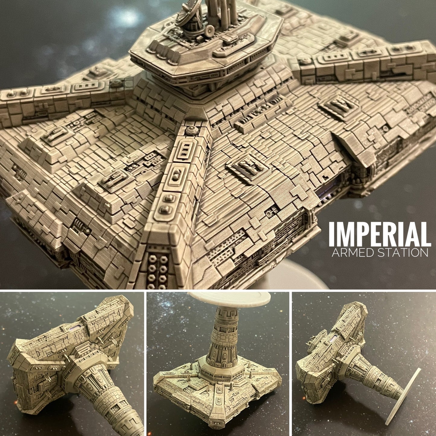 Star Wars Armada PAINTED Asteroids, Debris Pack, Imperial Armed Station 3D Print