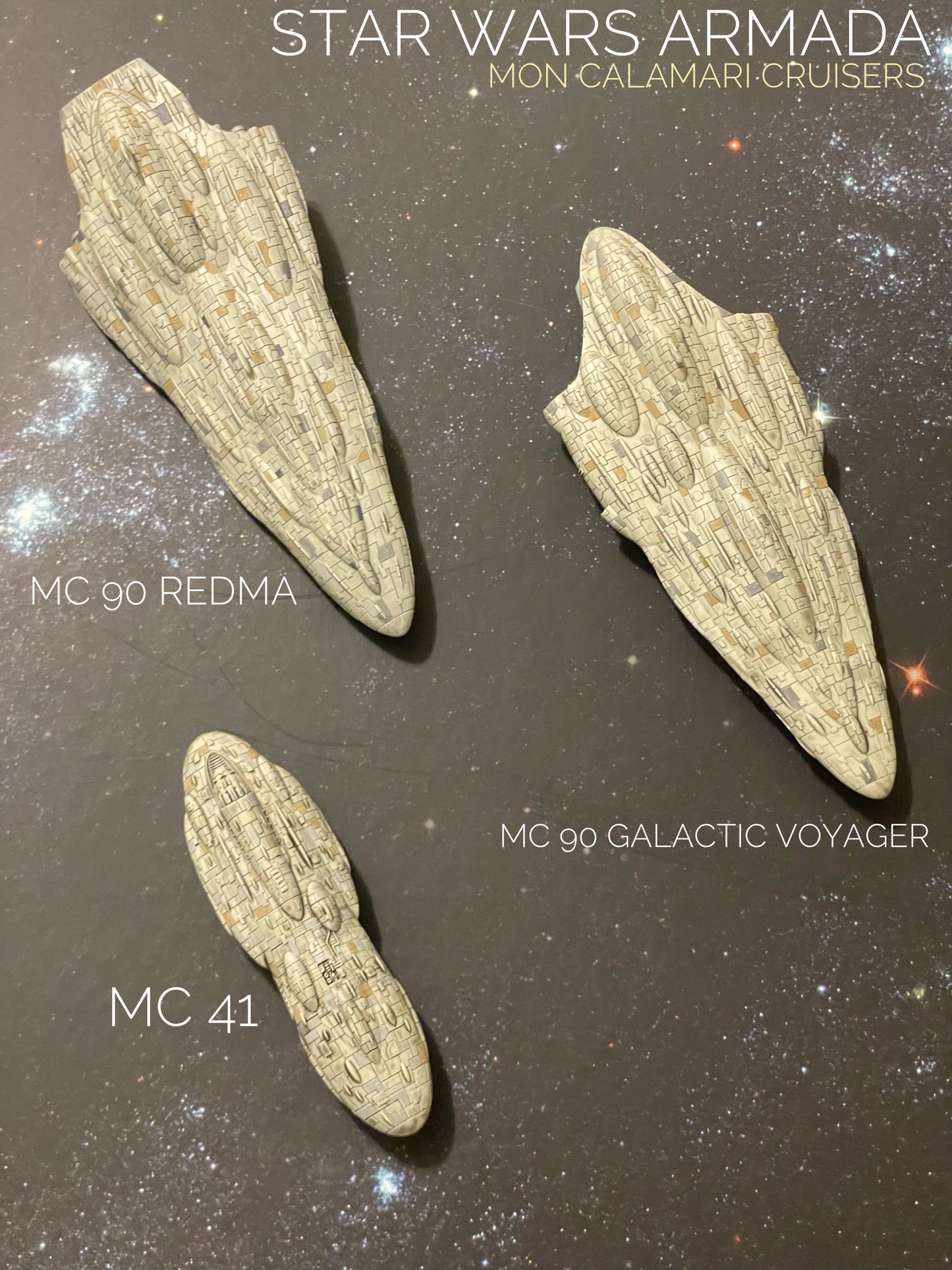 Star Wars Armada RAW UNPainted MC80b & MC90 Redma/Galactic Voyager 3D 12k HiRes