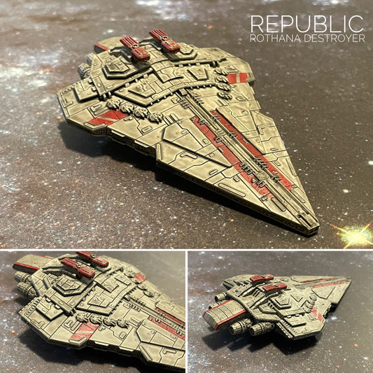 Star Wars Armada Custom Clone Wars Red Painted Rothana Destroyer 3DResin Print