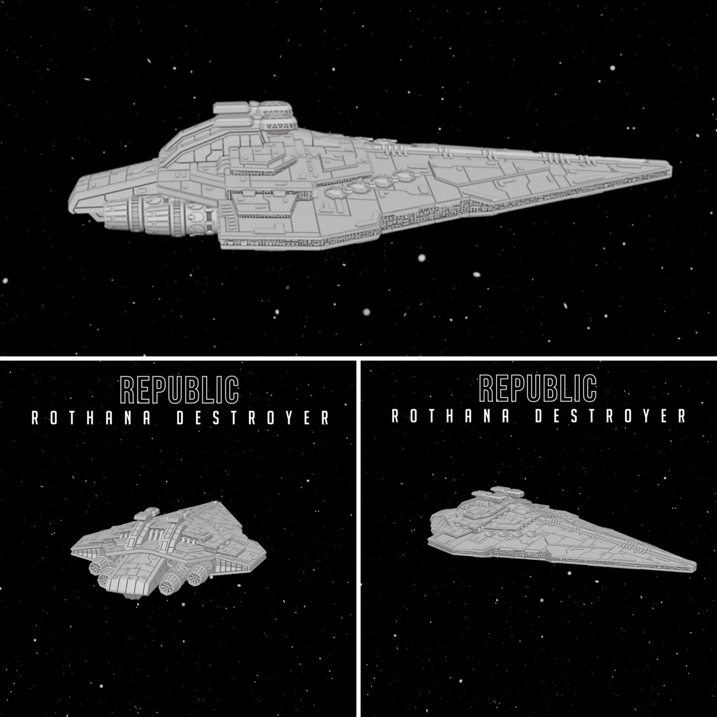 Star Wars Armada Custom Clone Wars Red Painted Rothana Destroyer 3DResin Print