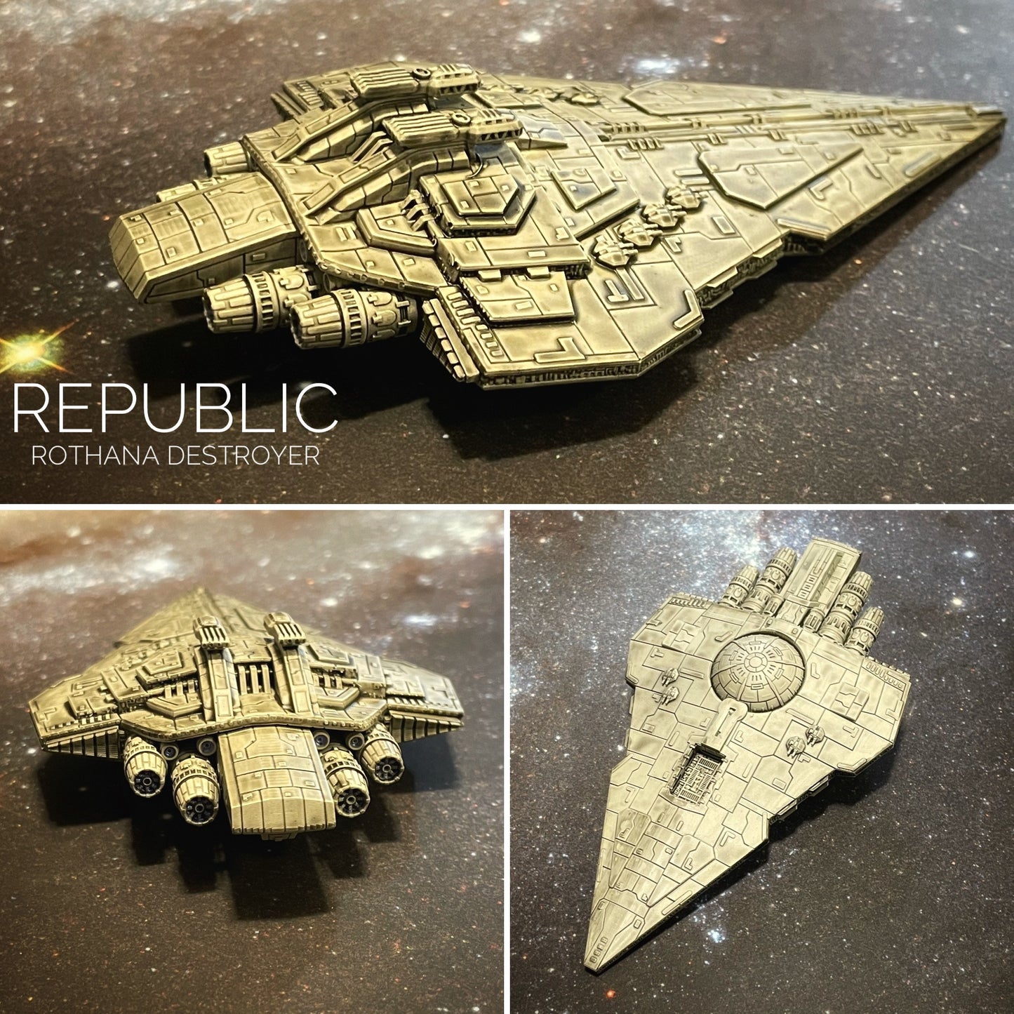 Star Wars Armada Custom Clone Wars Red Painted Rothana Destroyer 3DResin Print