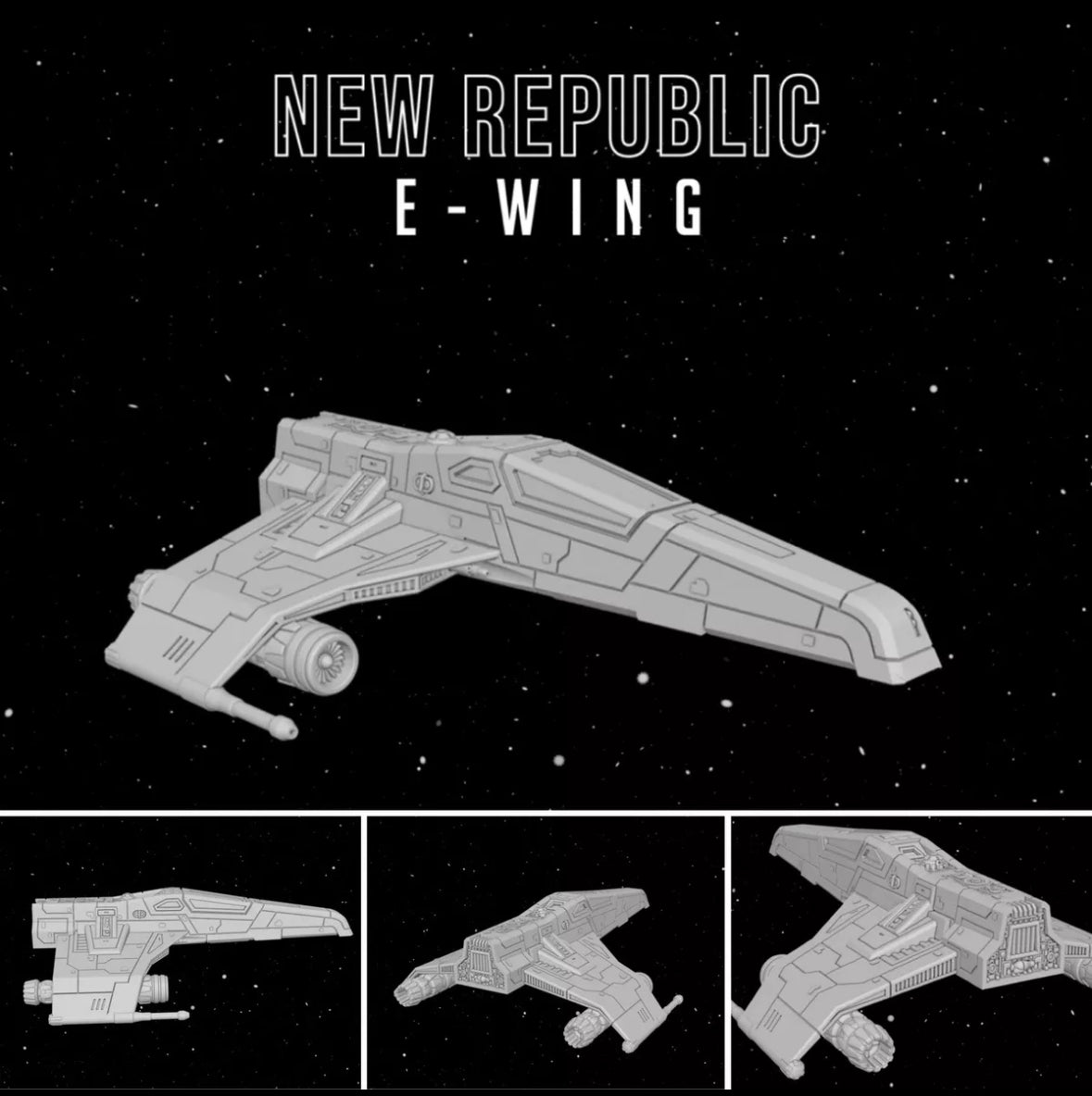 Star Wars X-wing 1/270 New Republic Ahsoka E-Wing Fighter Raw or PAINTED Resin 12k 3D