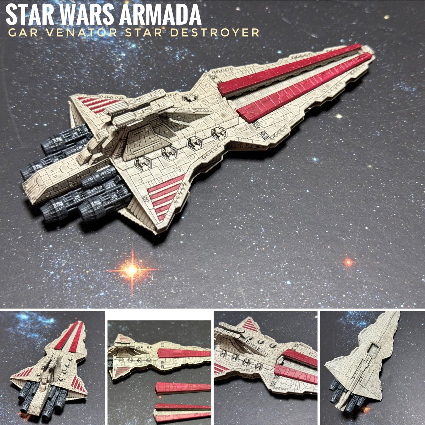 Star Wars Armada VENATOR 7”L Model 3D UV Resin Print Ship Battles X-wing