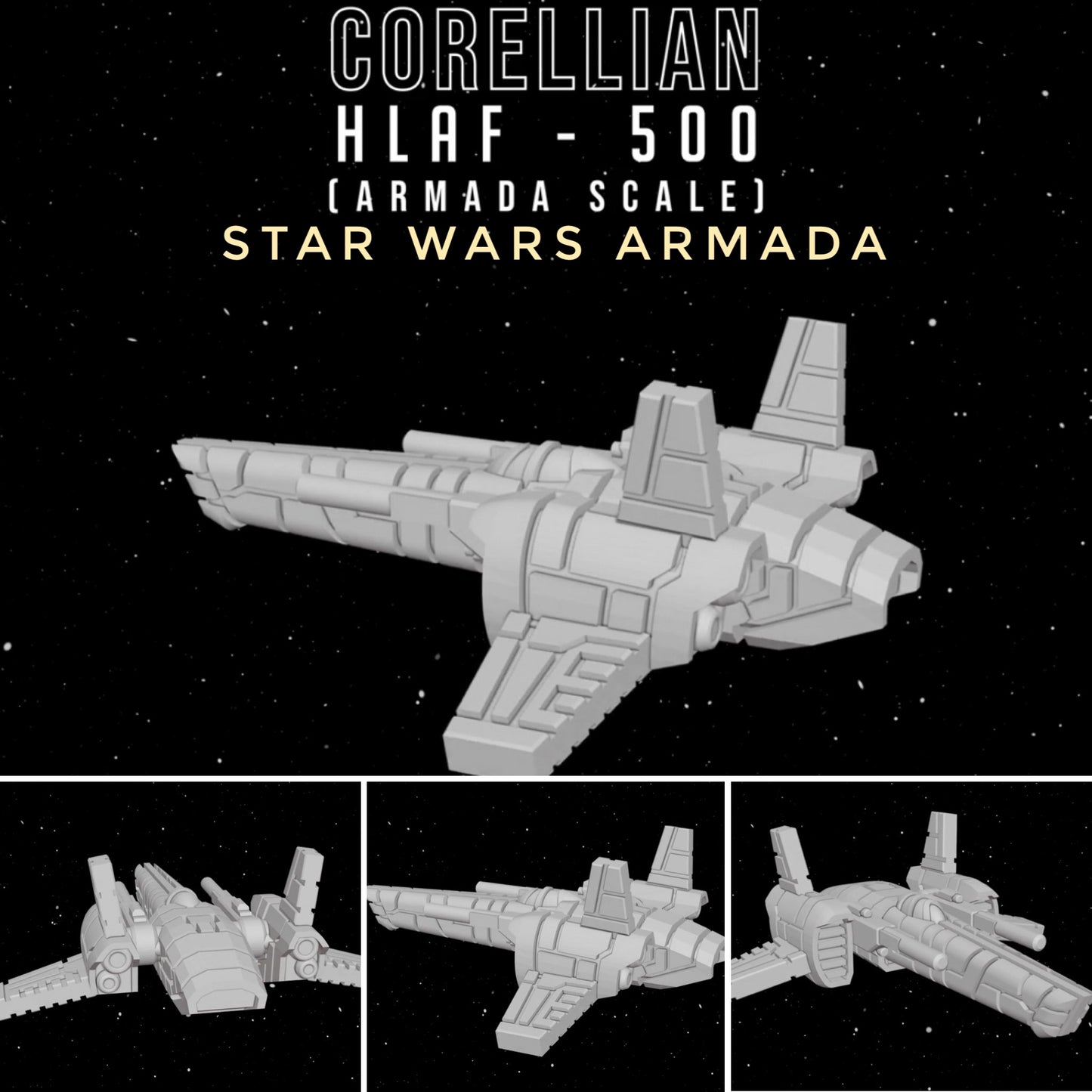 Star Wars Armada Squadrons Corellian HLAF-500 Fighters (6) 12k HRres 3D